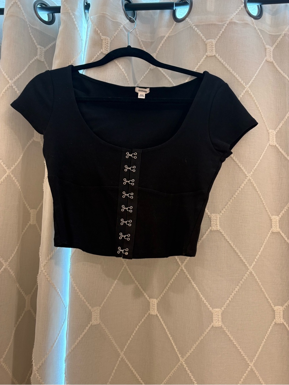 Garage Black Hook-and-Eye Crop Top